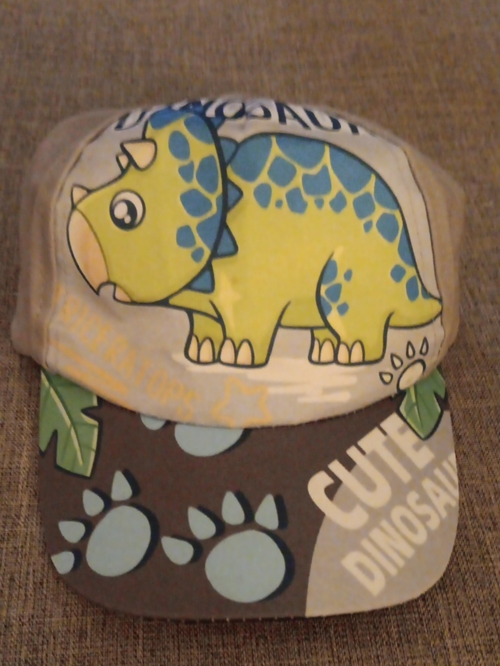 Kids Triceratops Graphic Baseball Cap - Yellow & Blue